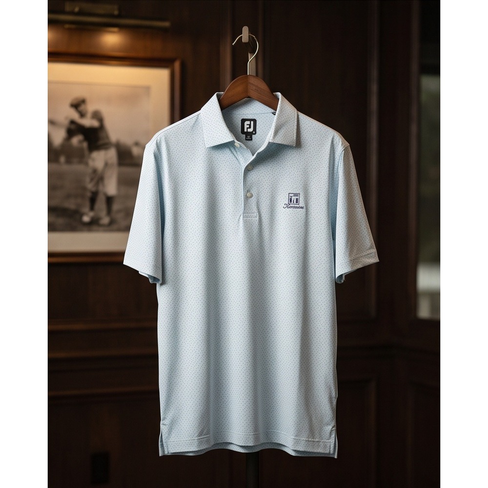 FootJoy Mens M Lisle Polka Dot Golf Polo Shirt Blue Medium Kenmure Golf Course